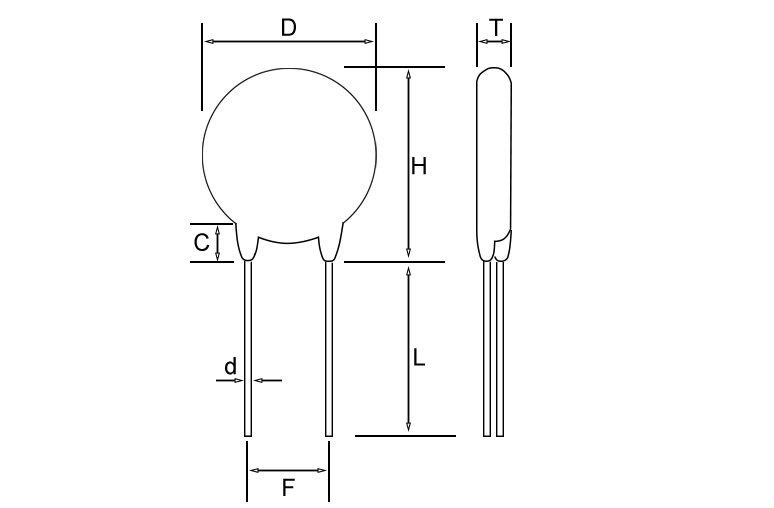 高压瓷片电容103M1KV 10nF±20% P=5mm